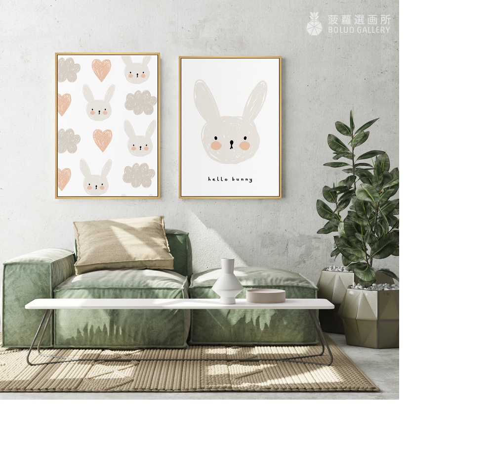 菠蘿選畫所 可愛療癒兔子插畫掛畫 - 42x60cm(舒壓兔