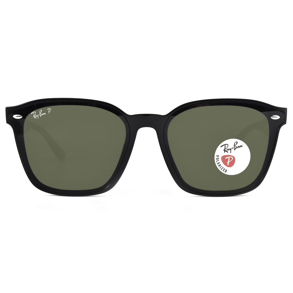RayBan 雷朋 膠框偏光太陽眼鏡(黑 偏光綠鏡片#RB4