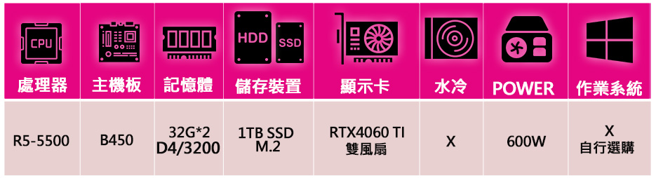 微星平台 R5六核Geforce RTX4060Ti{愛之寶