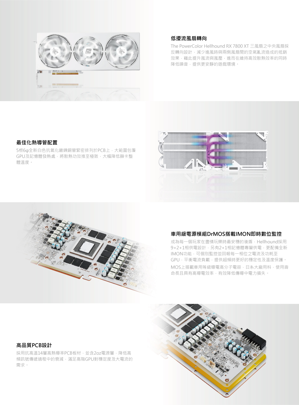 The PowerColor Hellhound RX 7800 XT 三風扇之中央風扇採