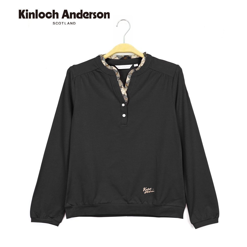 Kinloch Anderson 格紋襯衫領縮袖棉質長袖上衣