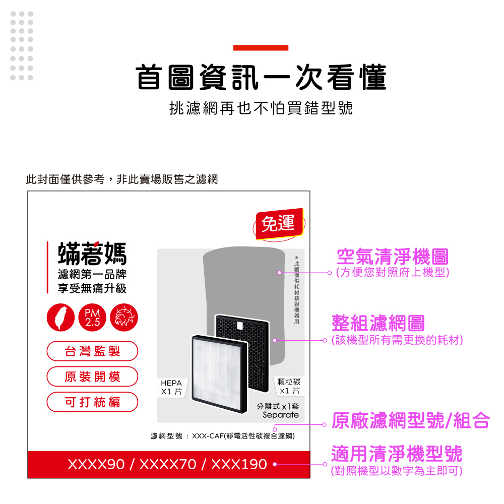 蟎著媽 複合式濾網一套2入組(適用 Honeywell HP