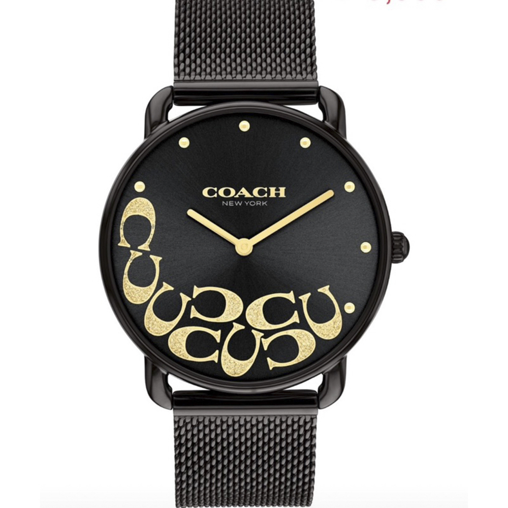 COACH 官方授權C2 經典時尚黑色米蘭女錶-37mm-贈