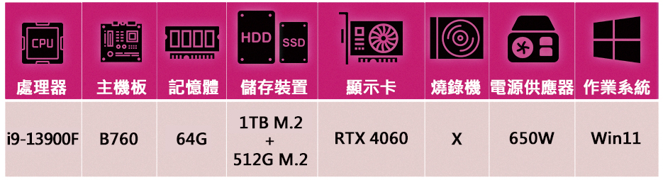 華碩平台 i9廿四核GeForce RTX 4060 Win