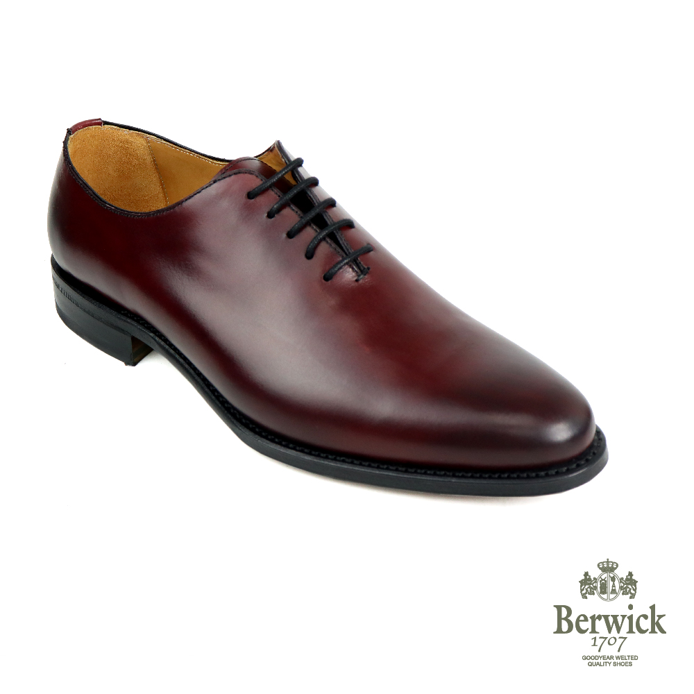 Berwick 西班牙全素面簡約質感牛津鞋 酒紅色(B521