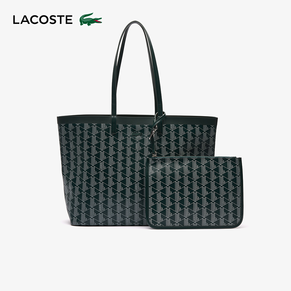 LACOSTE 包款-印花塗層帆布中型包(深綠色)折扣推薦