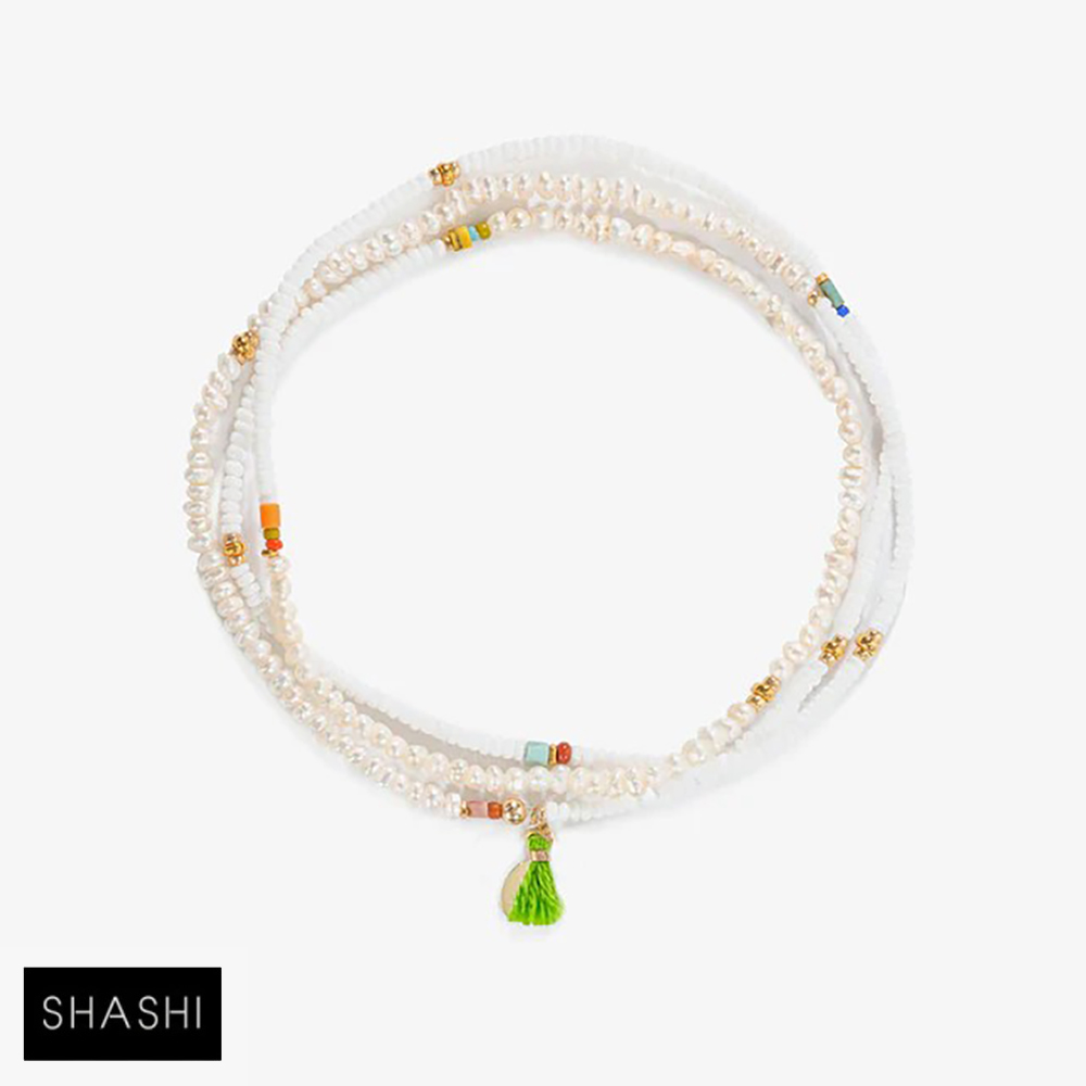 SHASHI 紐約品牌 Eliza 白色珍珠 三層手鍊 50
