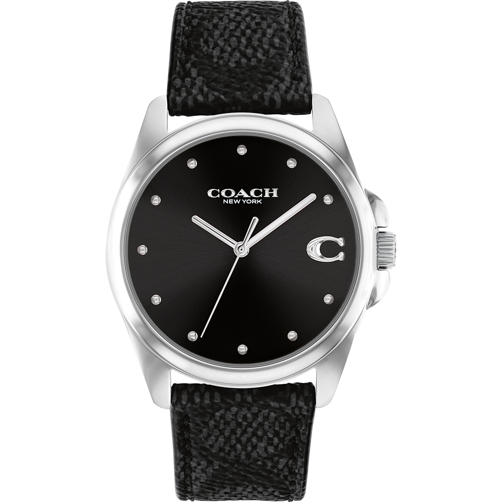 COACH Greyson C字皮帶女錶-黑/36mm 聖誕