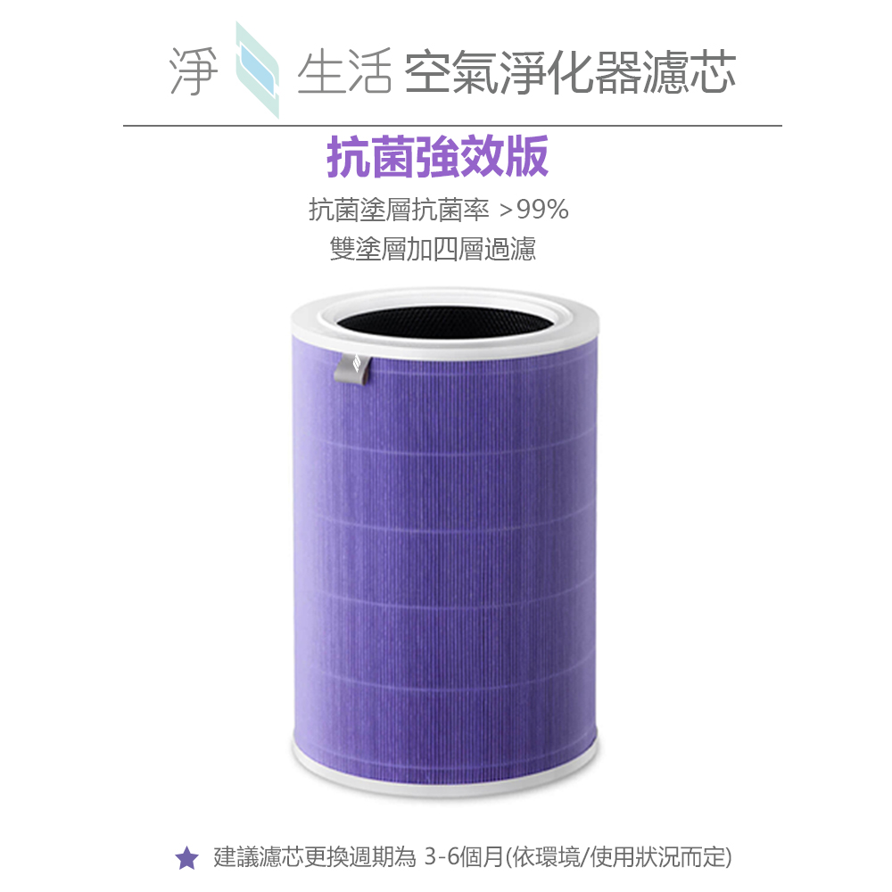 生活 空氣淨化器濾芯 抗菌強效版 抗菌塗層抗菌率99% 雙塗層加四層過濾 建議濾芯更換週期為36個月依環境使用狀況而定 