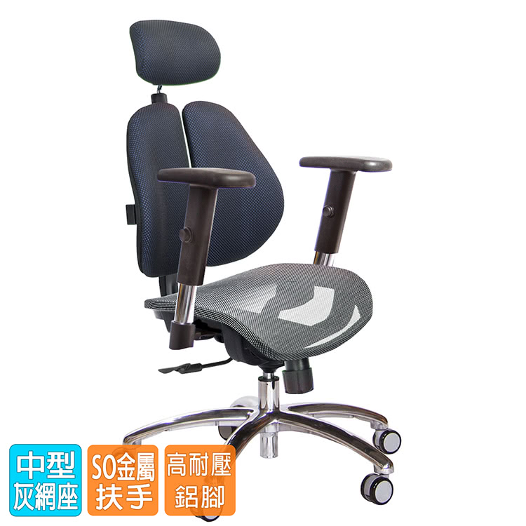 GXG 吉加吉 高雙背網座 電腦椅 鋁腳/SO金屬扶手(TW