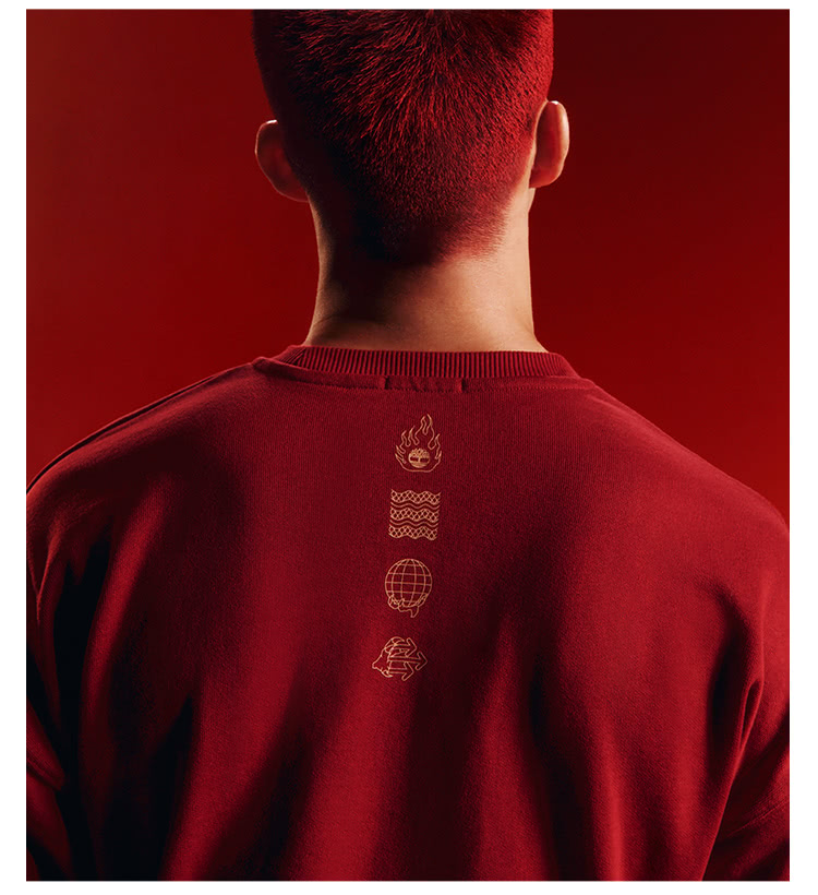 Timberland 中性暗紅色新年特別款長袖上衣(A5TB