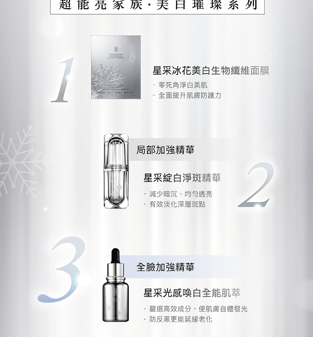 嚴選高效成分,使肌膚自體發光