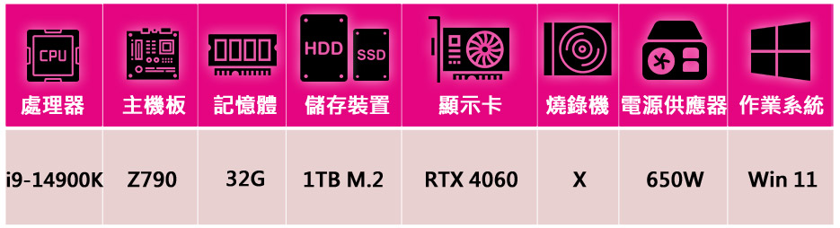 華碩平台 i9二十四核GeForce RTX 4060 Wi