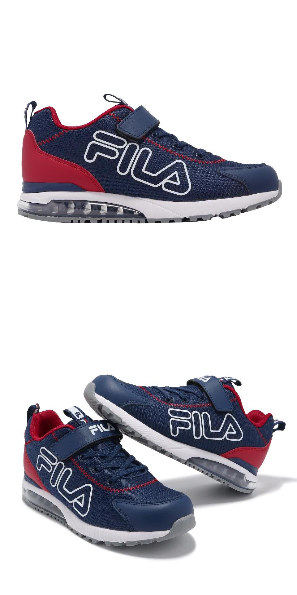 FILA 休閒鞋 J401Y 中大童鞋 小朋友 藍 紅 氣墊