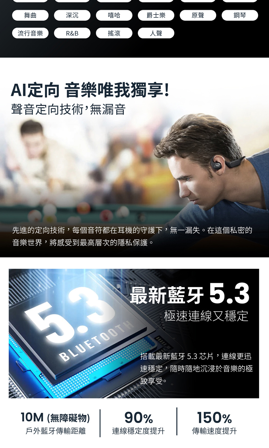 先進的定向技術,每個音符都在耳機的守護下,無一漏失。在這個私密的