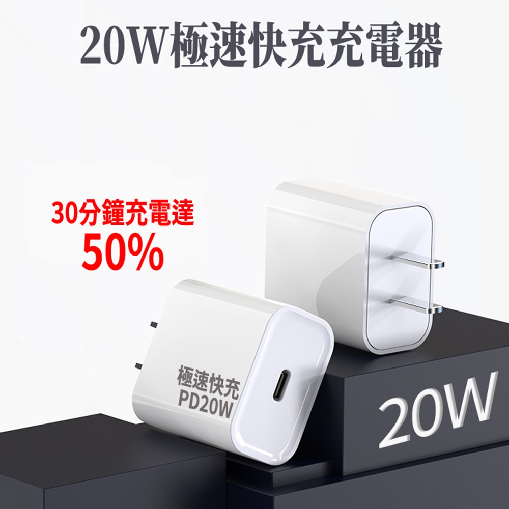 小玉貼膜 充電組/PD20W充電器+双TYPE-C編織快充線