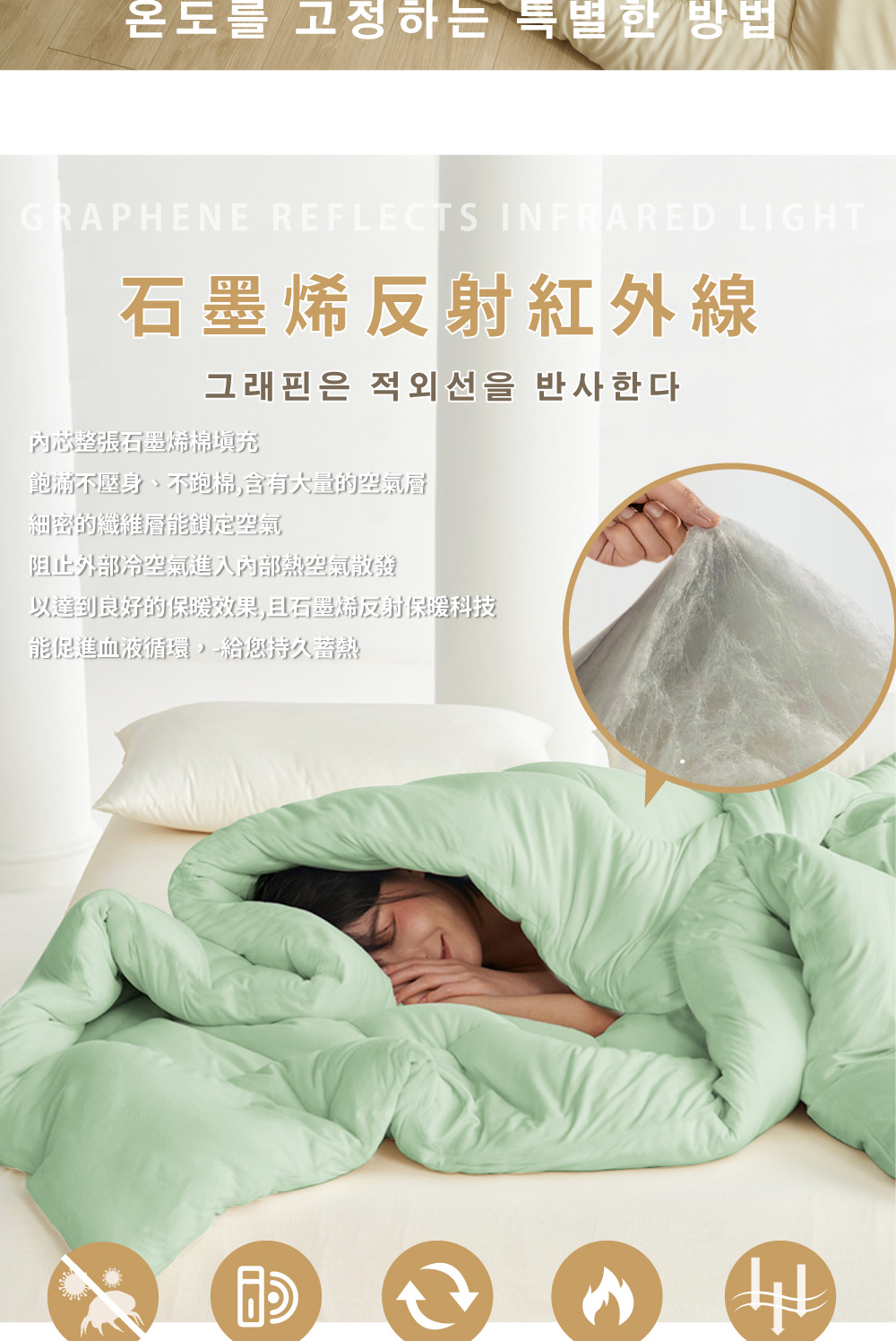 以達到良好的保暖效果,且石墨烯反射保暖科技