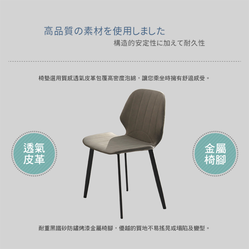 BODEN 爾曼斯工業風灰色皮革餐椅/單椅/休閒椅/洽談椅/