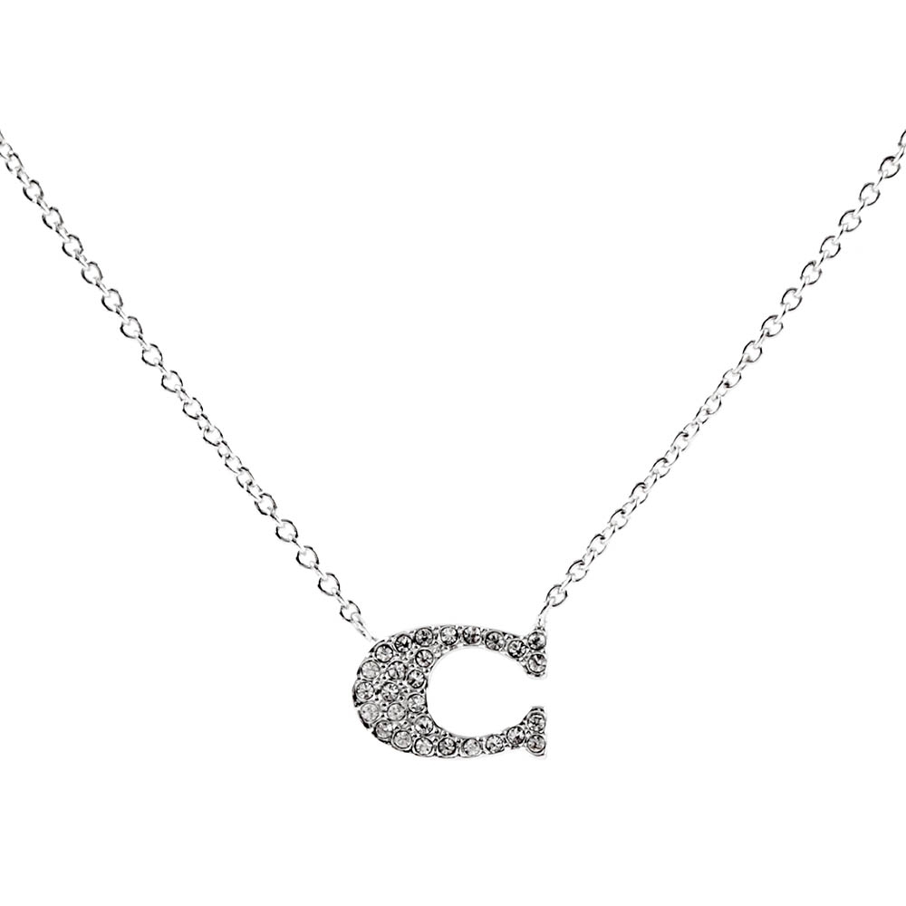 COACH C Logo水鑽項鍊(銀色)好評推薦