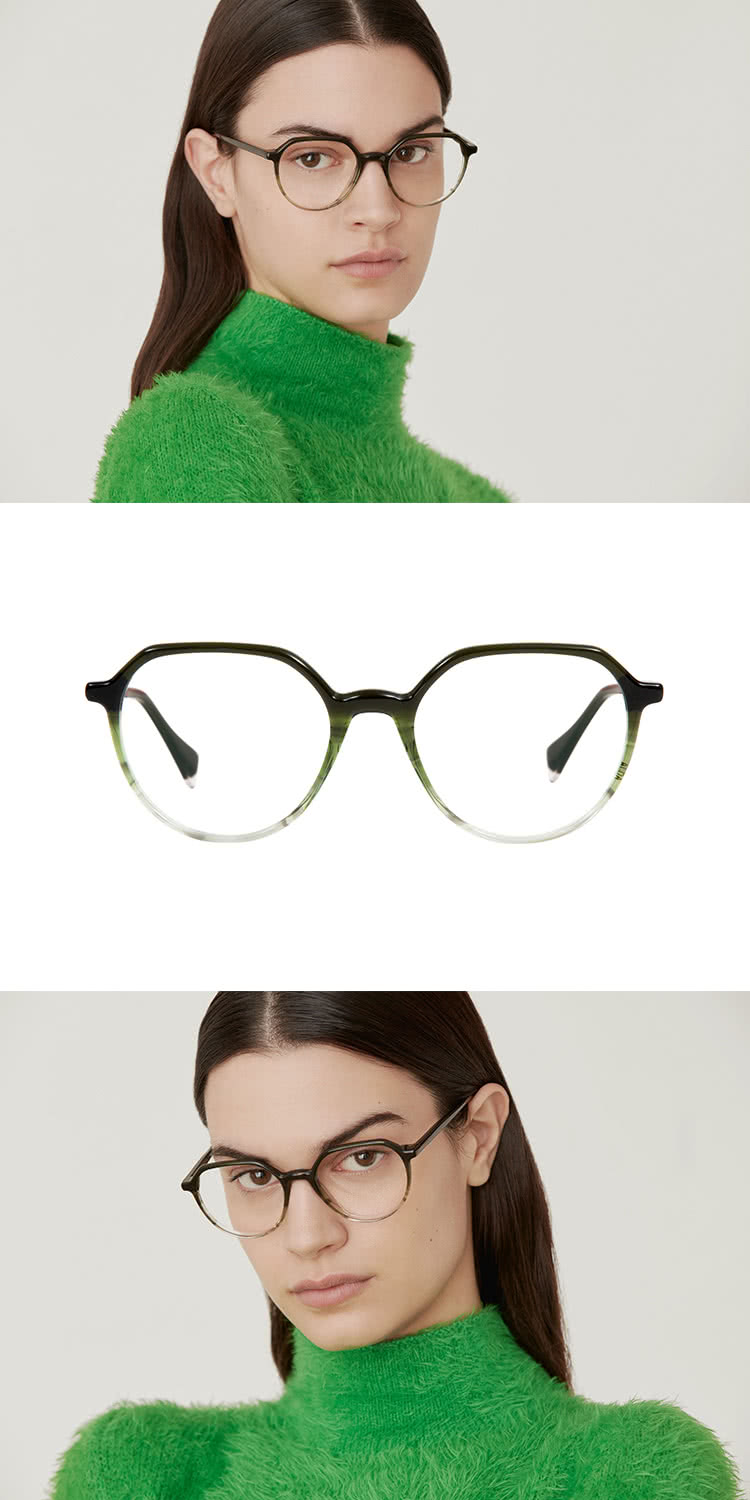 GIGI Studios 精緻框型光學眼鏡(漸層綠 - AL