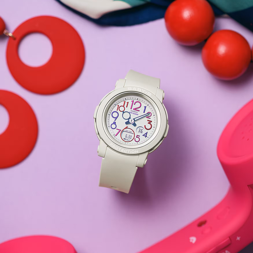 CASIO 卡西歐 卡西歐Baby-G 數字鬧鈴雙顯錶-白色