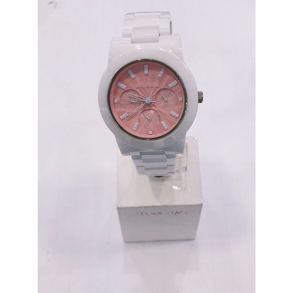 Relax Time 官方授權R2 甜美粉紅女陶瓷腕錶-錶徑