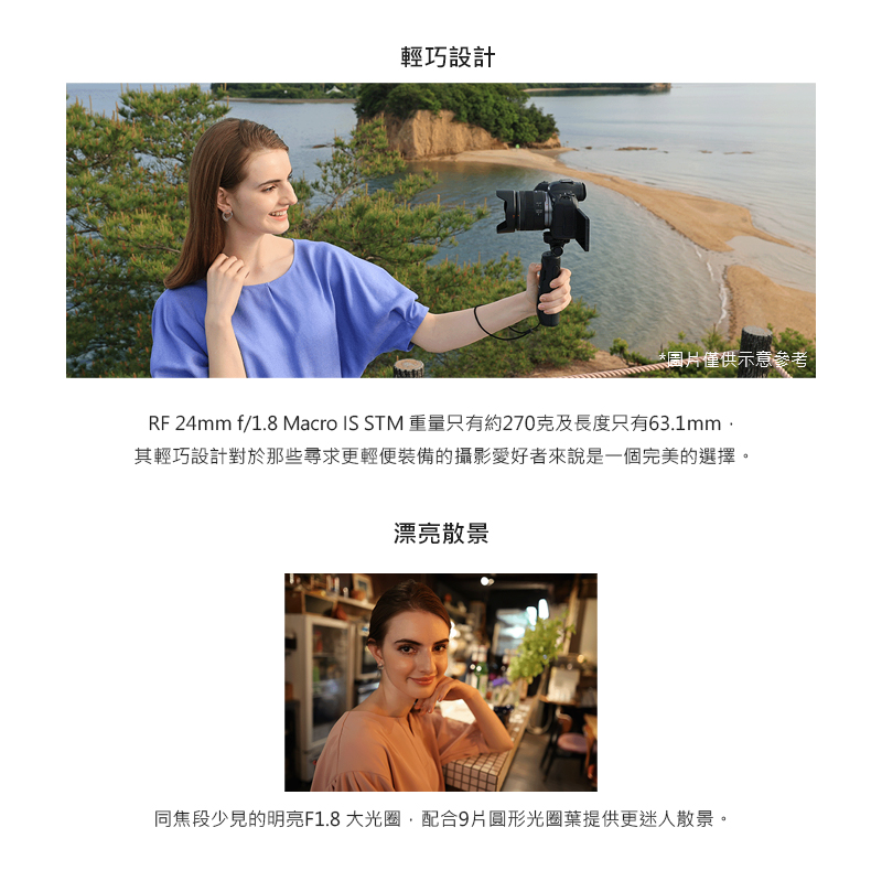 RF 24mm f1.8 Macro IS STM 重量只有約270克及長度只有63.1mm,