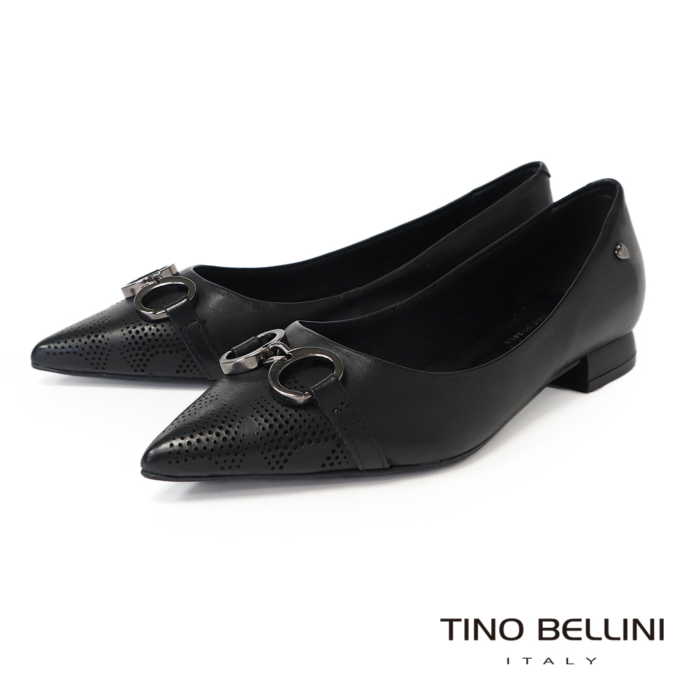 TINO BELLINI 貝里尼 巴西進口雙環扣飾尖頭平底鞋