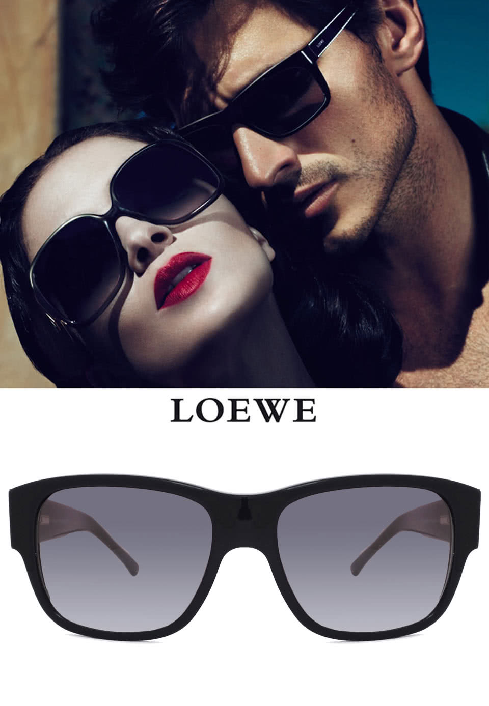 LOEWE 羅威 經典品牌壓紋款方框太陽眼鏡(黑 SLW69