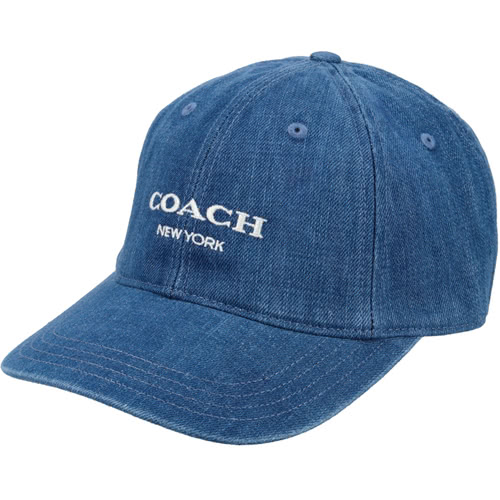 COACH 牛仔藍刺繡LOGO棒球帽 推薦