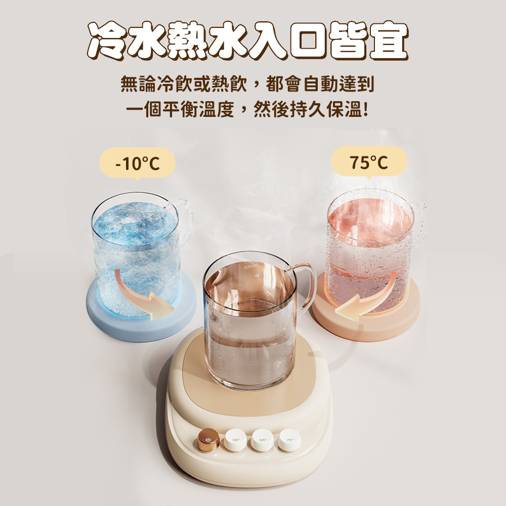 冷水熱水入口皆宜 無論冷飲或熱飲,都會自動達到 一個平衡溫度,然後持久保溫 