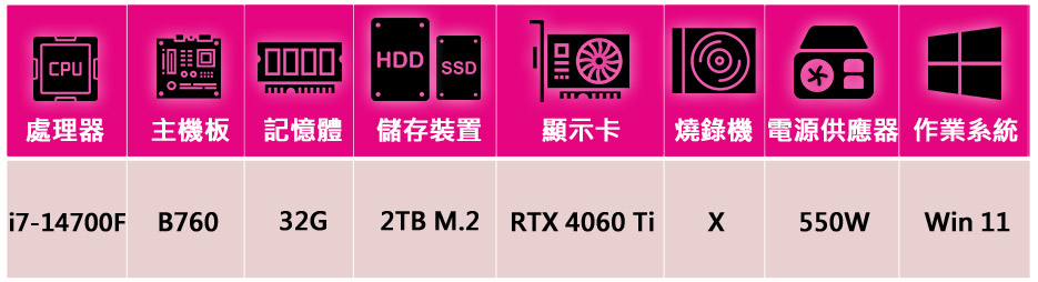 微星平台 i7二十核GeForce RTX 4060Ti W