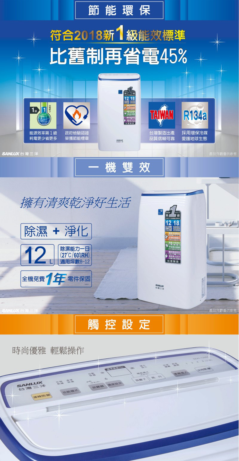 SANLUX 台灣三洋 12公升一級能效除濕機(SDH-12