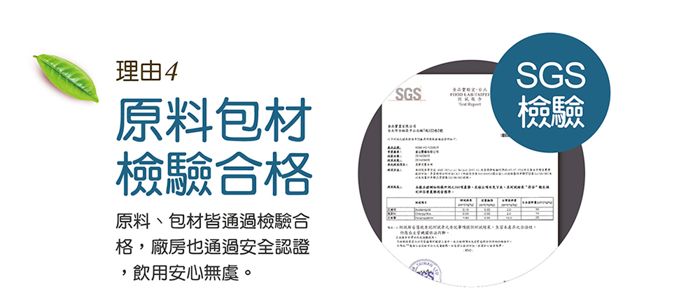 原料、包材皆通過檢驗合
