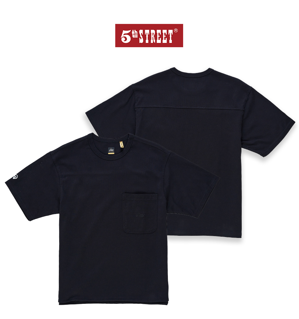 5th STREET 男裝胸前口袋寬版設計短袖T恤-黑色評價
