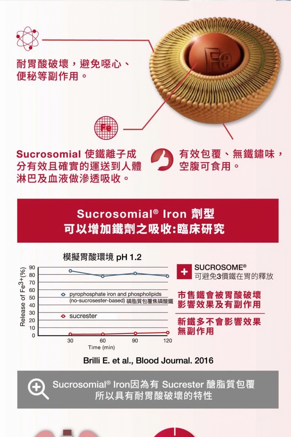 Sucrosomial Iron因為有 Sucrester 醣脂質包覆