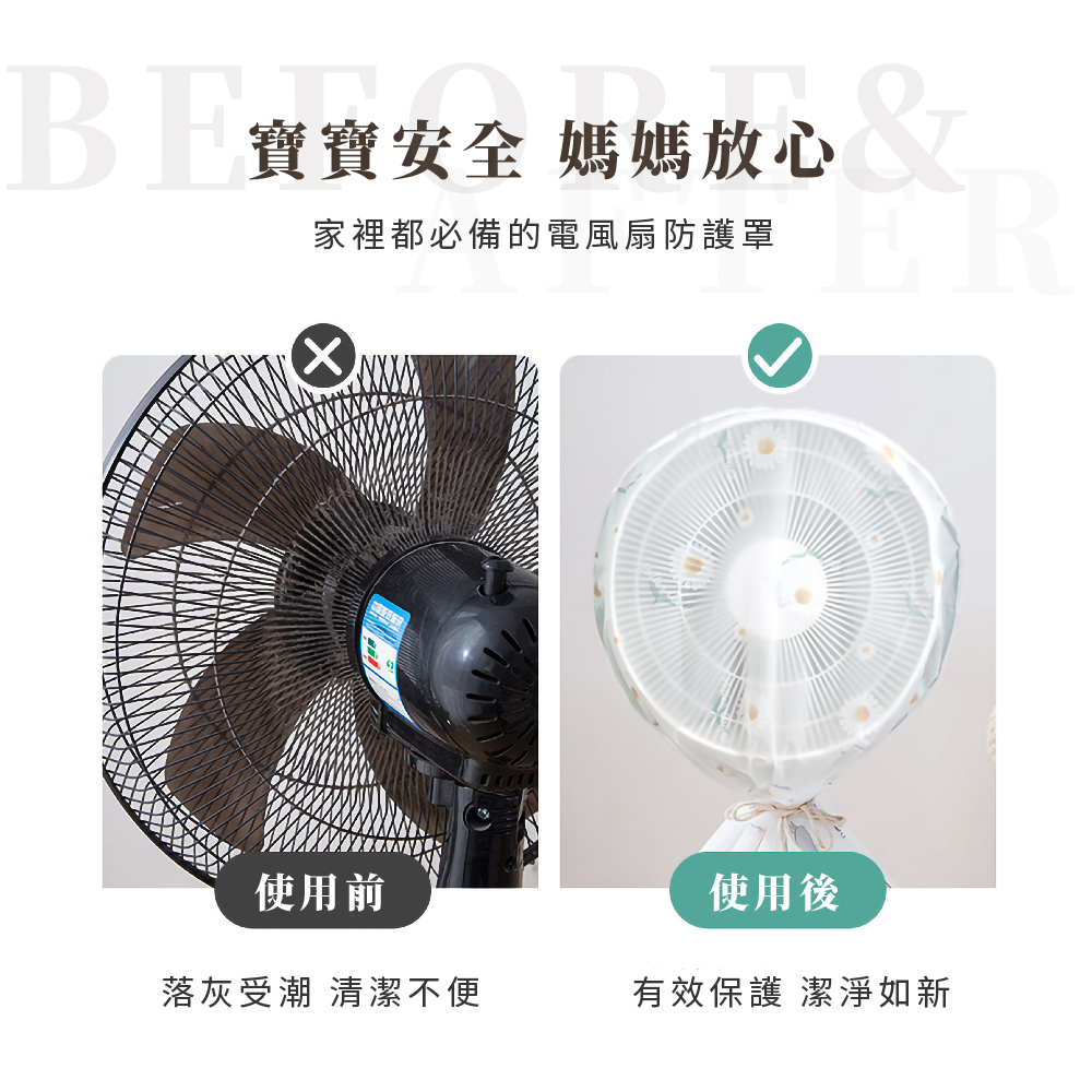 防塵小物 小雛菊印花電風扇防塵套(風扇保護套 保護網罩 防護