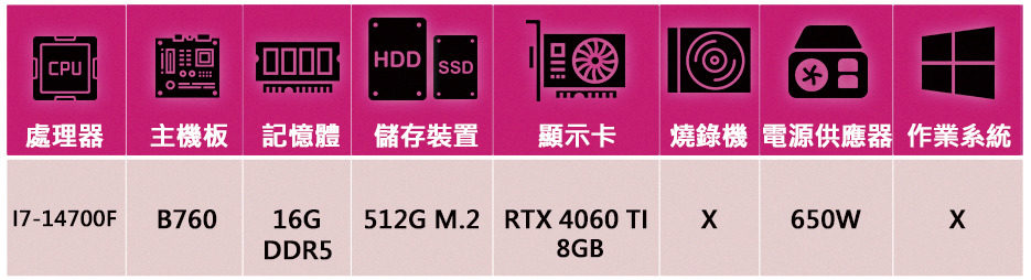 華碩平台 i7廿核GeForce RTX4060TI{三心之
