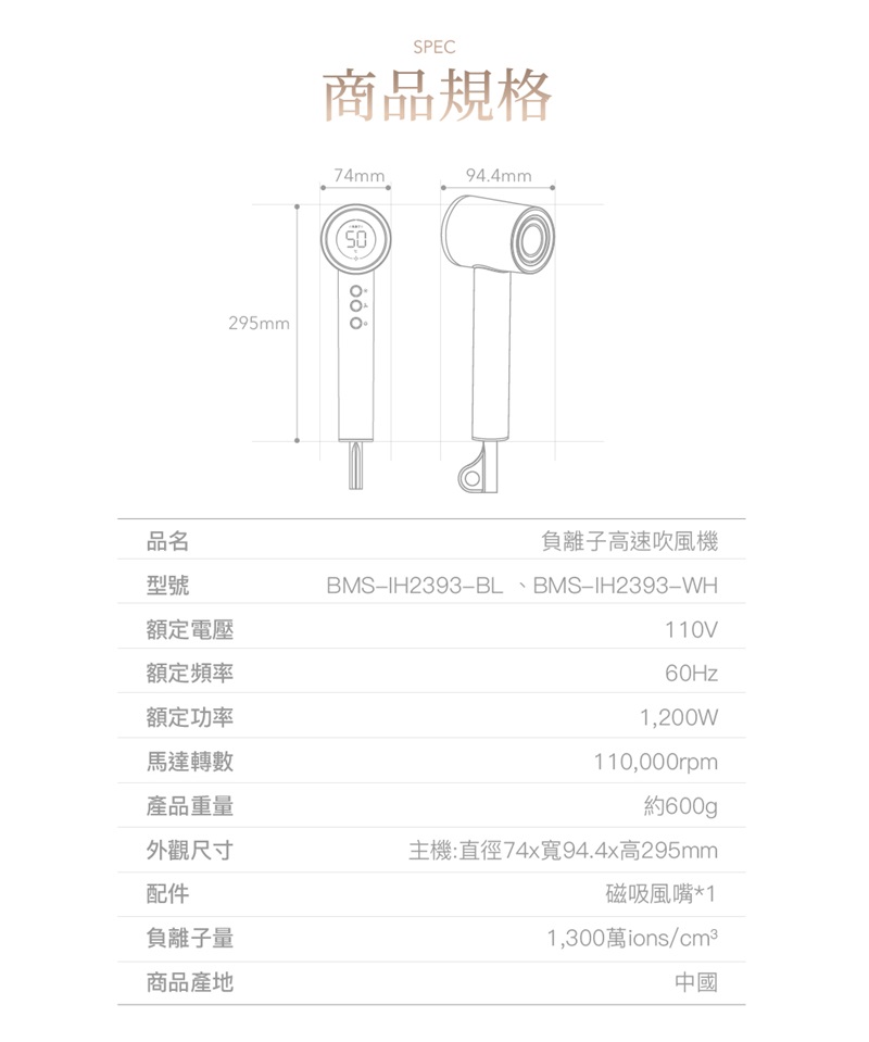主機直徑74x寬94.4x高295mm