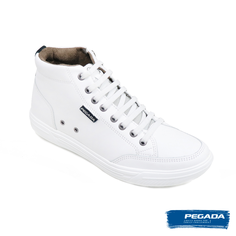 PEGADA 巴西經典拉鍊綁帶高筒休閒鞋 白色(110405