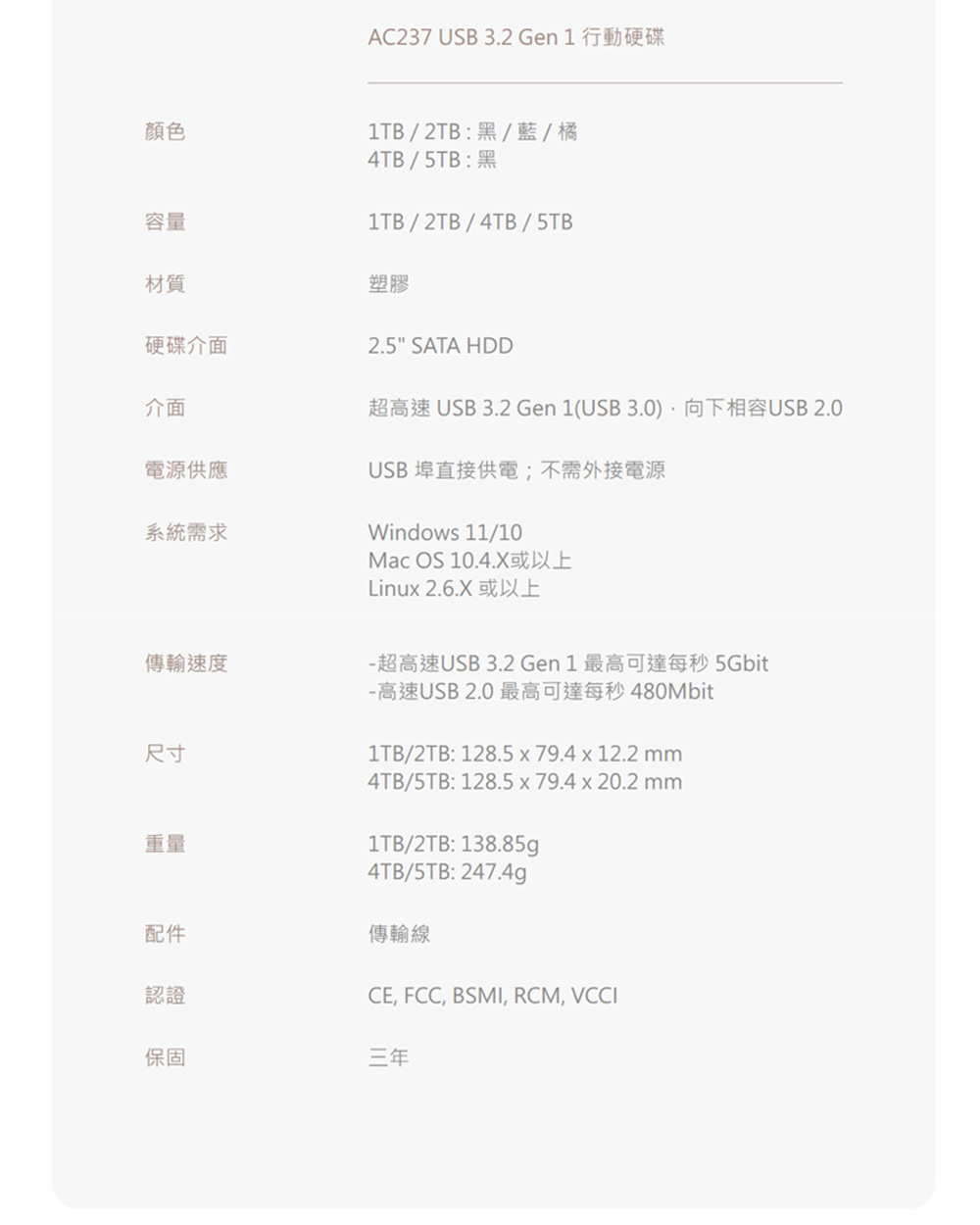 超高速 USB 3.2 Gen 1USB 3.0,向下相容USB 2.0