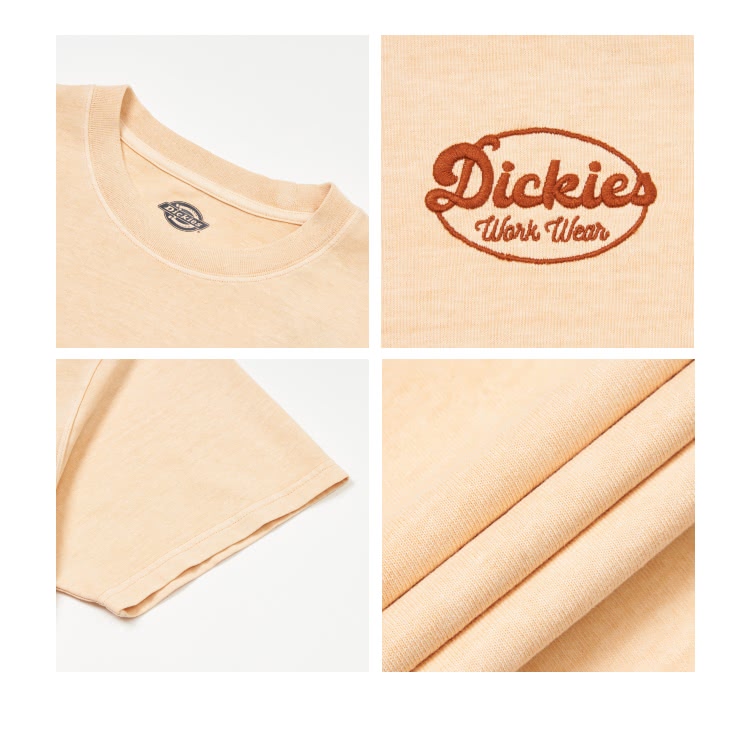 Dickies 男女款杏桃色純棉胸前簡約刺繡品牌Logo舒適