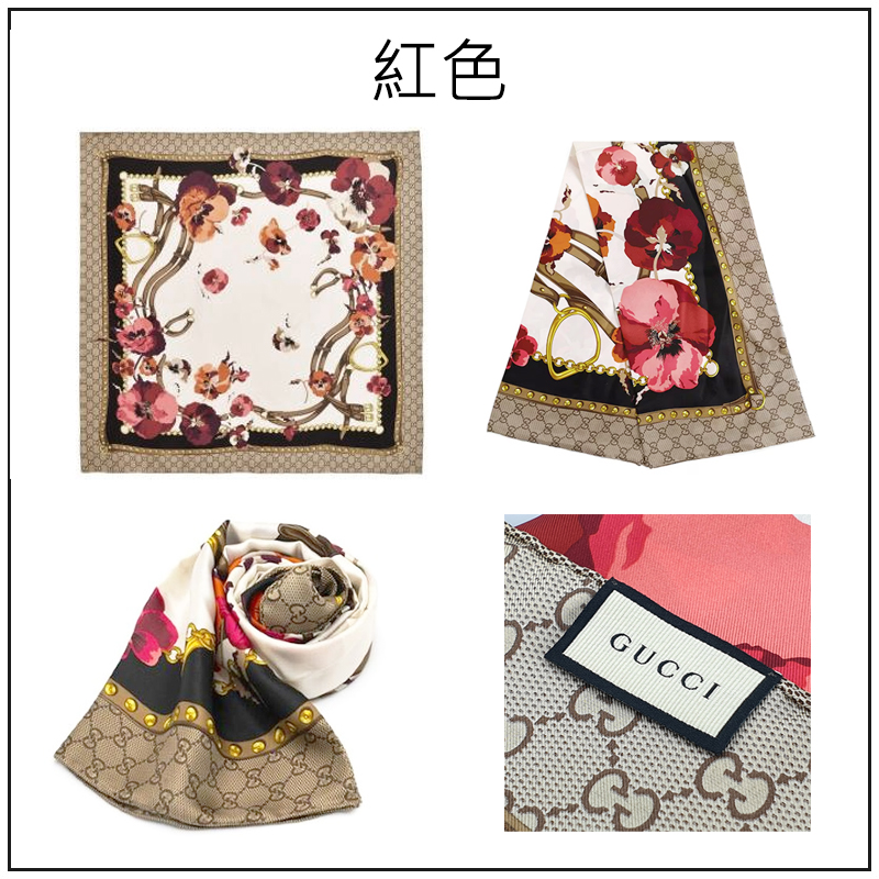 GUCCI 古馳 508796 經典LOGO花卉繽紛絲巾(顏