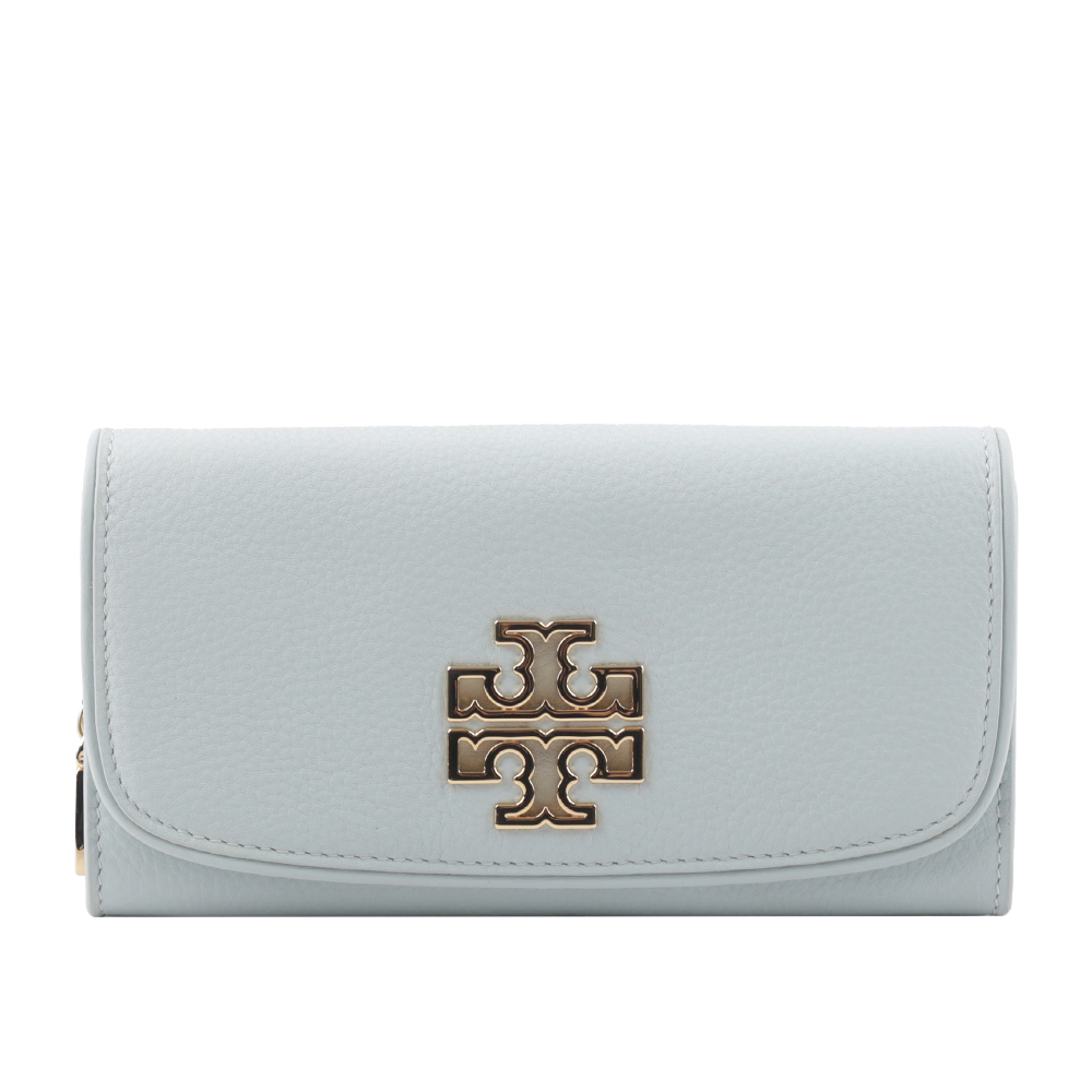 TORY BURCH Britten 荔枝皮革雙釦及拉鍊信封