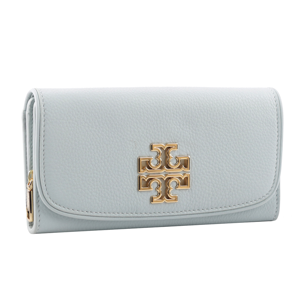 TORY BURCH Britten 荔枝皮革雙釦及拉鍊信封