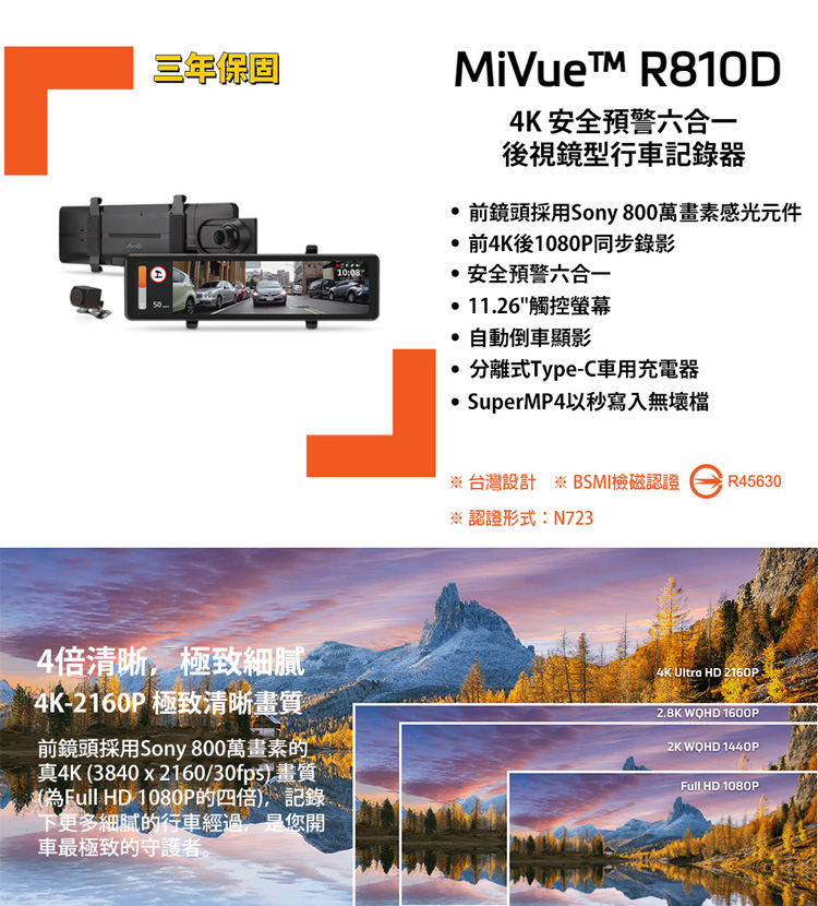 MIO MiVue R810D 前4K 後1080P Son