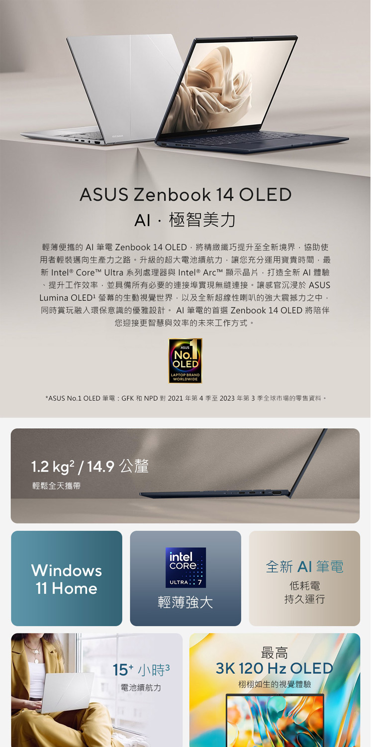 ASUS 華碩 特仕版 14吋輕薄筆電(Zenbook UX