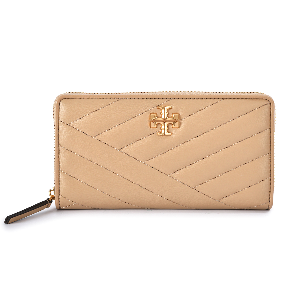 TORY BURCH KIRA 雙T金屬LOGO V字壓紋小