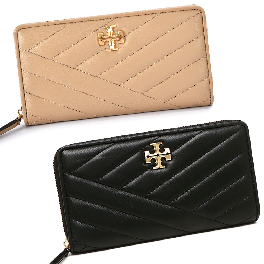 TORY BURCH KIRA 雙T金屬LOGO V字壓紋小