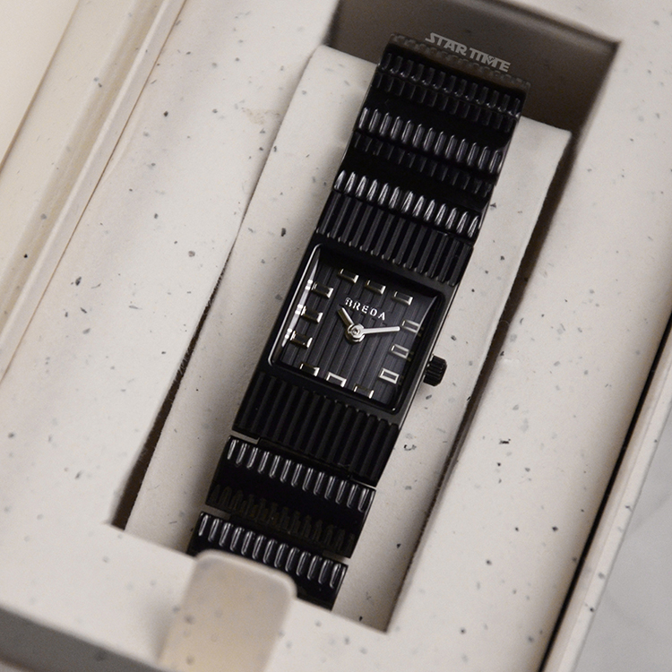 BREDA Groove系列 黑色系 不鏽鋼錶帶 16mm小